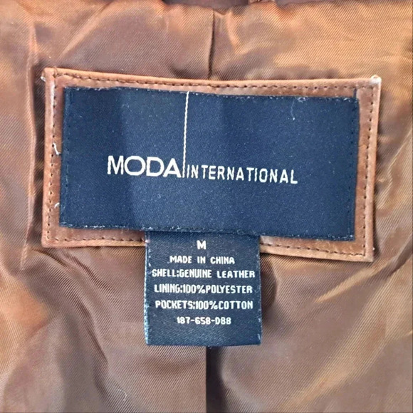 Moda International Vintage Brown Leather Jacket, Women's sz M - Picture 6 of 12